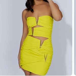 Meshki Victorie V-Hardware Mini Dress - Fresh Green